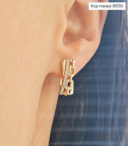 Сережки з ланцюжком та рядочком камінців, 1,5см англ. заст. Xuping 18K 115530 фото 2