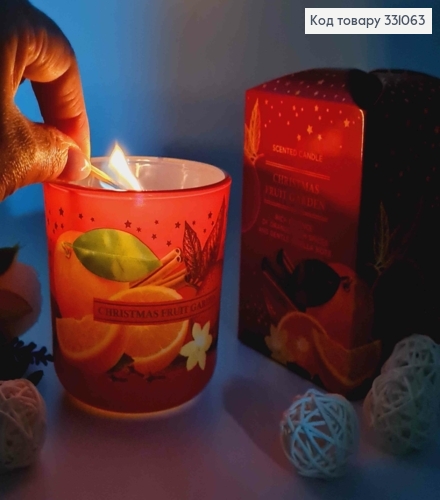 Аромасвічка стакан CHRISTMAS FRUIT GARDEN (orange with spices & gentle vanilla),150г/30год.горін 331063 фото 2