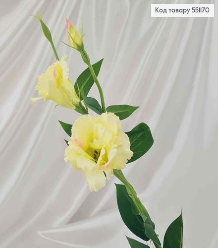 Штучна квітка Еустоми, СВІТЛО-САЛАТОВА, 2 квітки + 1 бутон, на металевому стержні, 66см 551170 фото 2