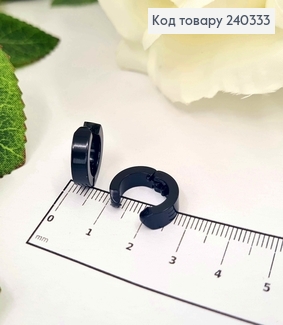 Серьги кольца, клипсы, черные, диам. 1,5 см, Сталь Stainless steel 240333 фото