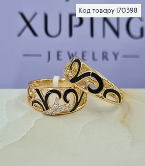 Перстень   з камінцями та чорними вставками  18К  Xuping 170647 фото