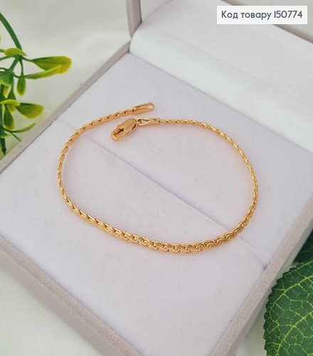 Браслет плетіння Косичка, шир.3мм, довж. 19см, Xuping 18K 150774 фото 2