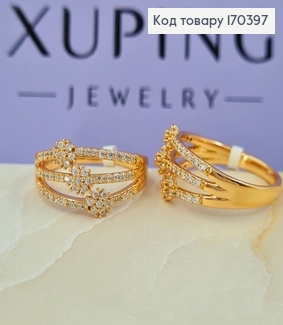 Перстень потрійна квіточка  з камінцями  18К  Xuping 170657 фото