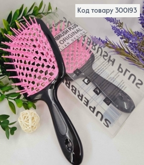 Щетка для волос прямоугольная Черная с Розовым, "HollowComb" Superbrush Plus, 20,5*8см 300193 фото