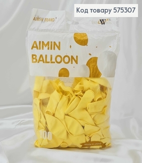 Повітряні кулі латексні 12'' Aimin Ballon Блідо-Жовті Матові (30см), 100шт/уп 575307 фото