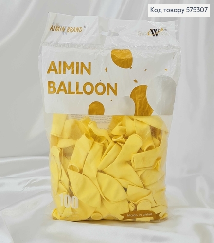 Воздушные шары латексные 12'' Aimin Ballon Бледо-Желтые Матовые (30см), 100шт/уп 575307 фото 1