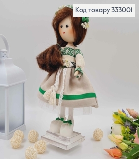 Лялька Дівчинка ,"Руса коса" в платтячку з зеленим орнаментом, висота 31см, ручна робота, Україна 333001 фото