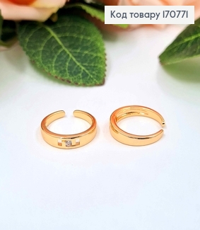Перстень, На фалангу, з різьбою та камінцем, з регуляцією розміру, Xuping 18K 170771 фото