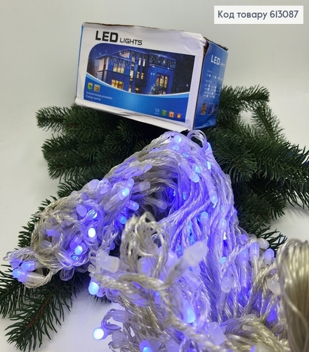 Гірлянда Водопад лампочка кругла білий  дріт 3*2,8 320 LED блакитна 613087 фото 2