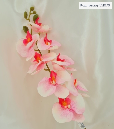 Штучна квітка орхідеї  світло рожевої на металевому стержні 95см 551079 фото 2