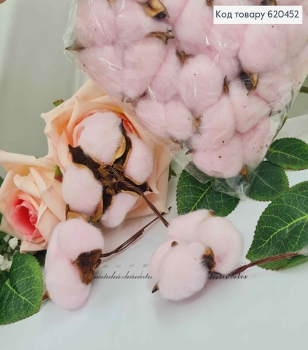 Цветок хлопка, нежно-розового цвета, на стержне, 5,5см. 620452 фото 1