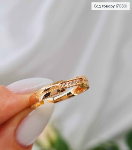 Кольцо "Флоу" с линией камней, Xuping 18K 170801 фото 3