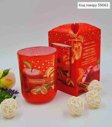 Аромасвічка стакан CHRISTMAS FRUIT GARDEN (apple with cinamon & gentle almond note),150г/30год.горін 331062 фото 1