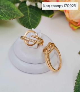 Перстень, "Ілюзія", геометричний, з камінцями, Xuping 18К 170925 фото