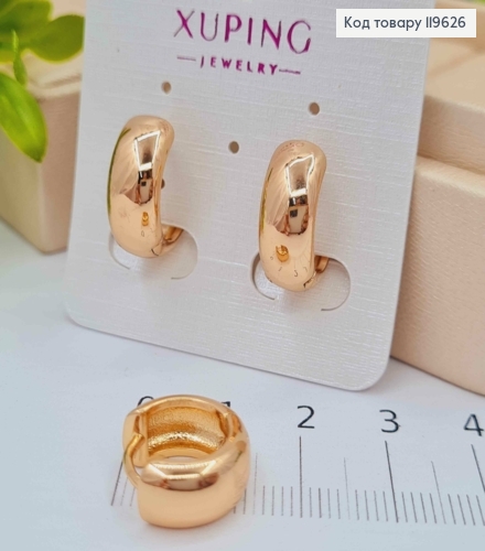 Серьги кольца Классические, ширина 7мм, диаметр 1,5см, Xuping 18К. 119626 фото 2