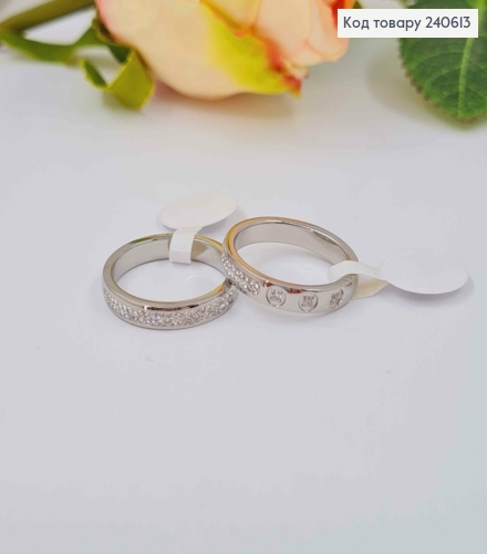 Перстень срібного кольору, в камінцях, сталь Stainless Steel 270017 фото 3