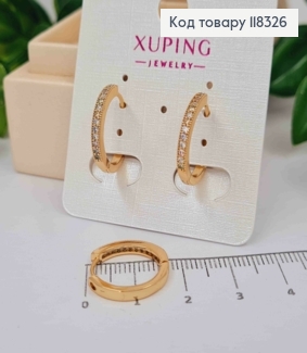 Сережки кільця з Блискучими камінцями, діаметр 1,7см, XUPING 18K 118326 фото