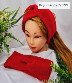 Повязка чалма, "Пушистик", КРАСНОГО цвета, качественная, мягкая, диаметр 50см, ширина 11см, Украина. 275199 фото