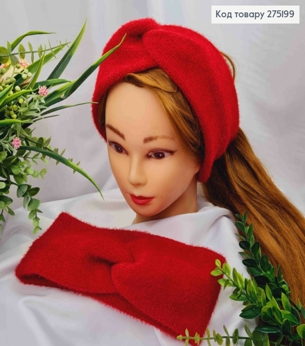 Повязка чалма, "Пушистик", КРАСНОГО цвета, качественная, мягкая, диаметр 50см, ширина 11см, Украина. 275199 фото 1