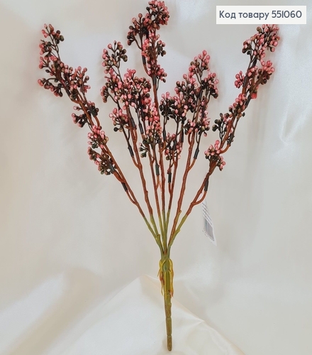 Штучна квітка  рожева пластик з 7 гілочок на металевому стержні 37см 551060 фото 1