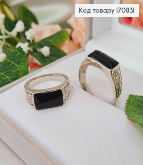 Перстень родований  "Печатка  з чорною вставкою", Xuping 170831 фото