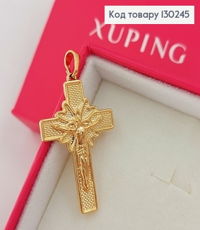 Хрестик  з розп'яттям сонечко 2х3см    Xuping 18K 130245 фото