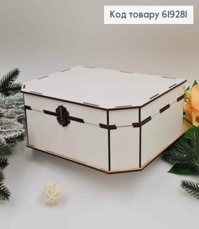 Дерев'яна подарункова коробка, Біла, 24*19*6см, на застібці. Україна 619281 фото