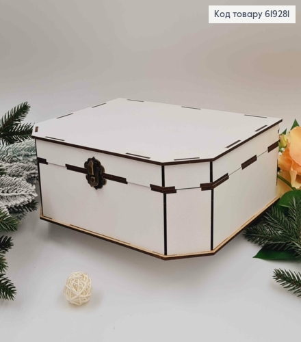 Деревянная подарочная коробка, Белая, 24*19*6см, на застежке. Украина 619281 фото 1