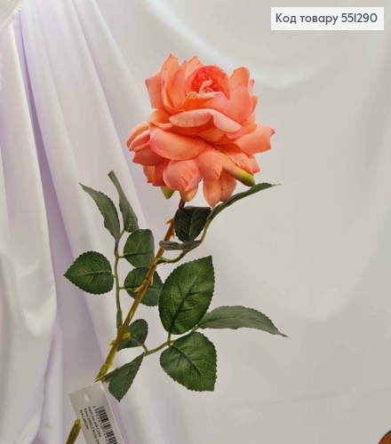 Искусственный цветок, бархатная Роза 10см, нежно персиковая, композиция высотой 62см. 551290 фото 1