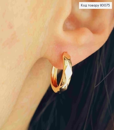 Сережки кільця "Граненні", діаметр 1,6см, Xuping 18K 110075 фото 2