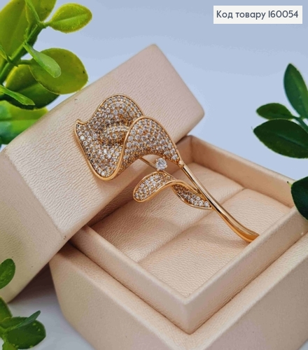 Брошь "Цветок Кали" украшена Блестящими камешками, 5,1см, Xuping 18к 160054 фото 2