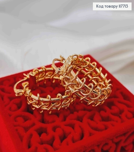 Сережки кільця Ажурні плетені, ширина 1см, діаметр 2,5см, Xuping 18K 117713 фото 2