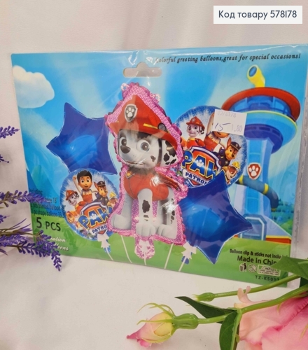 Набор фольгированных шаров, "PAW Patrol", Звезды (2шт), Круглые (2шт), PAW Patrol (1шт/33.5'') 578178 фото 1