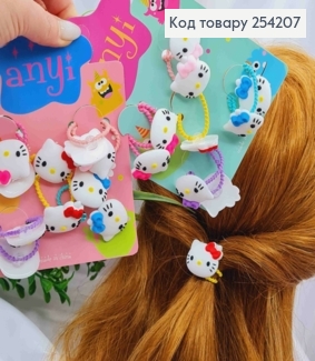 Набор резинок (10шт) "Hello Kitty", Яркие цвета, резинка 3см, котик 3см 254207 фото
