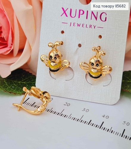 Серьги "Пчелки-Роботяжки" 1,5см. англ.зам. Xuping 18K 115682 фото 2