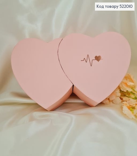 Коробка два серця рожева 18х37х10  см 512120 фото 1