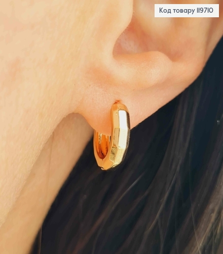 Сережки кільця "Грановані", ширина 0,4см, діаметр 1,4см, Xuping 18К 119710 фото 2