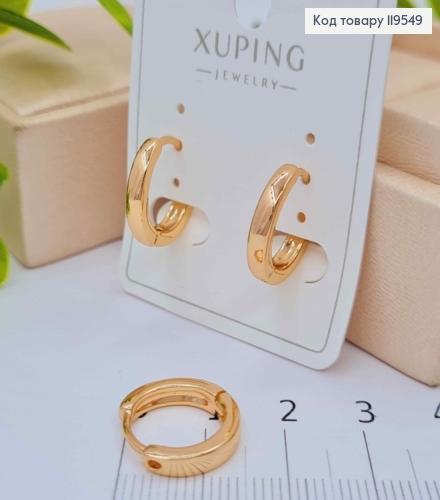 Сережки кільця Класичні, ширина 3мм, діаметр 1,6см, Xuping 18K 119549 фото 2