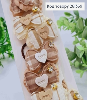 Набір резинок (20шт), БАНТИКИ з камінчиком та "Love",  Пастельні кольори, резинка 3см, бантик 4*3см 261369 фото