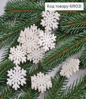 Набор снежинки белые деревянные д.3 см 10 шт. 619021 фото