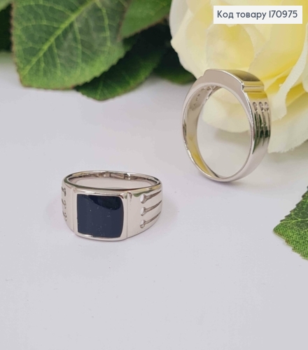 Перстень-печать родословная, с черной эмалью, Xuping 18K. 170975 фото 1