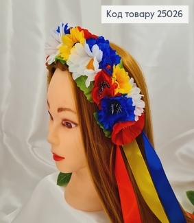 Обруч пластик, Цветы двойные, с ленточками, Украина 25026 фото