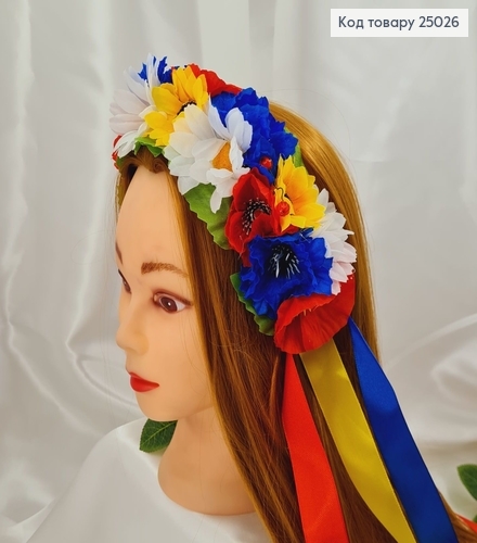 Обруч пластик, Цветы двойные, с ленточками, Украина 25026 фото 1