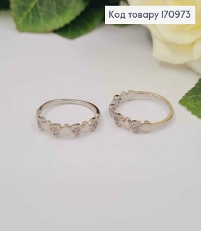 Перстень родований, з сердечками та камінцями, Xuping 18K 170973 фото
