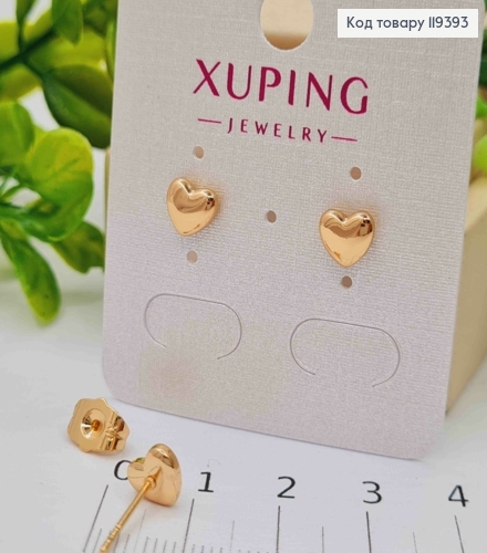 Сережки гвіздки "Сердечка", 0,6см, Xuping 18К 119393 фото 2