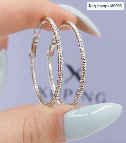 Серьги кольца 3,5 см родированным медзолото Xuping 180353 фото 1