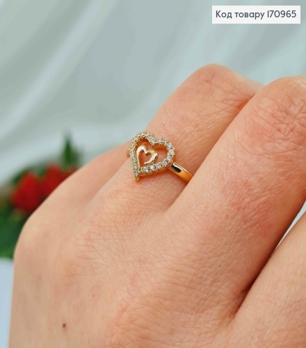 Кольцо с сердечком в каминах, Xuping 18к. 170965 фото 2
