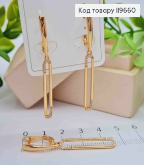 Серьги с овальной подвеской в Блестящих камнях, дл. 1,8+2,8см, английская застежка, Xuping 18К 119660 фото