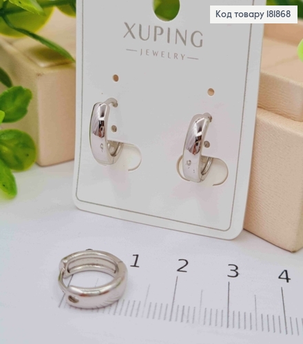 Сережки родовані кільця Класичні, шиирина 3,5мм, діаметр 1,4см, XUPING 181868 фото 1