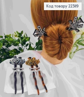 Заколка, Китайські палички для волосся з Блискітками, пластик, 17,5см, кольори в асортименті, 2шт/уп 223119 фото